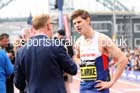 Lawrence Clarke interview after 2nd in the 100 metres hurdles, Great North CityGames. Photo: David T. Hewitson/Sports for All Pics